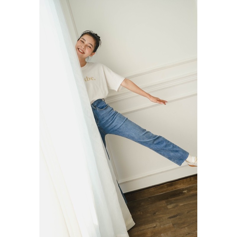 quần jeans ống suôn LEN clothing cắt lai form trơn 7909