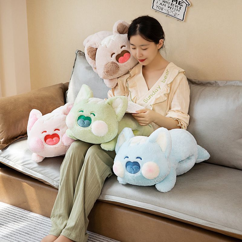 Gấu mèo dudu meow dạng nằm 60cm có chỗ sưởi ấm tay dễ thương gấu bông