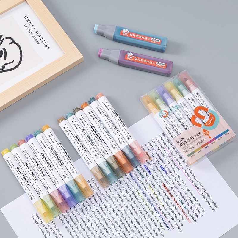 Set bộ 6 Bút Dạ Quang Highlight Đánh Dấu Morandi pastel nhiều màu sắc