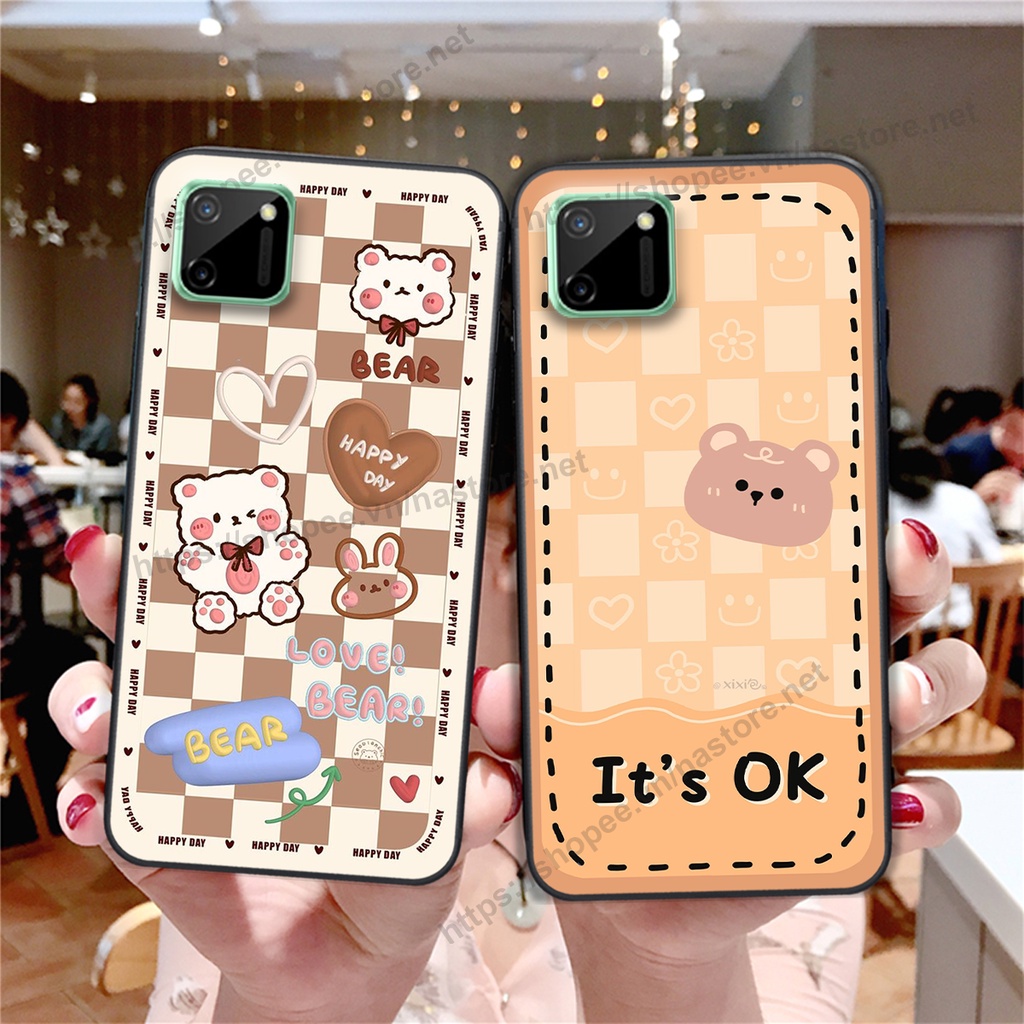 Ốp lưng Realme C11 / Realme C11 2021 / Realme C20 trái tim hình gấu cute cá tính, giá rẻ, cực bền