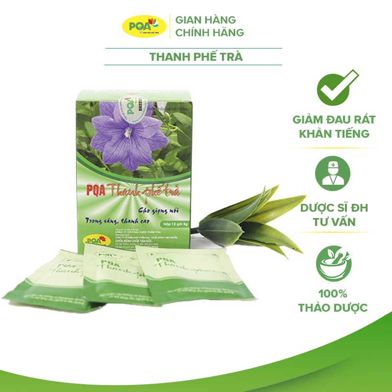 Thanh Phế Trà PQA Hỗ Trợ Giảm Ho, Đờm Và Đau Rát Họng Dùng Cho Người Bị Ho Do Thay Đổi Thời Tiết Hộp 12 Gói