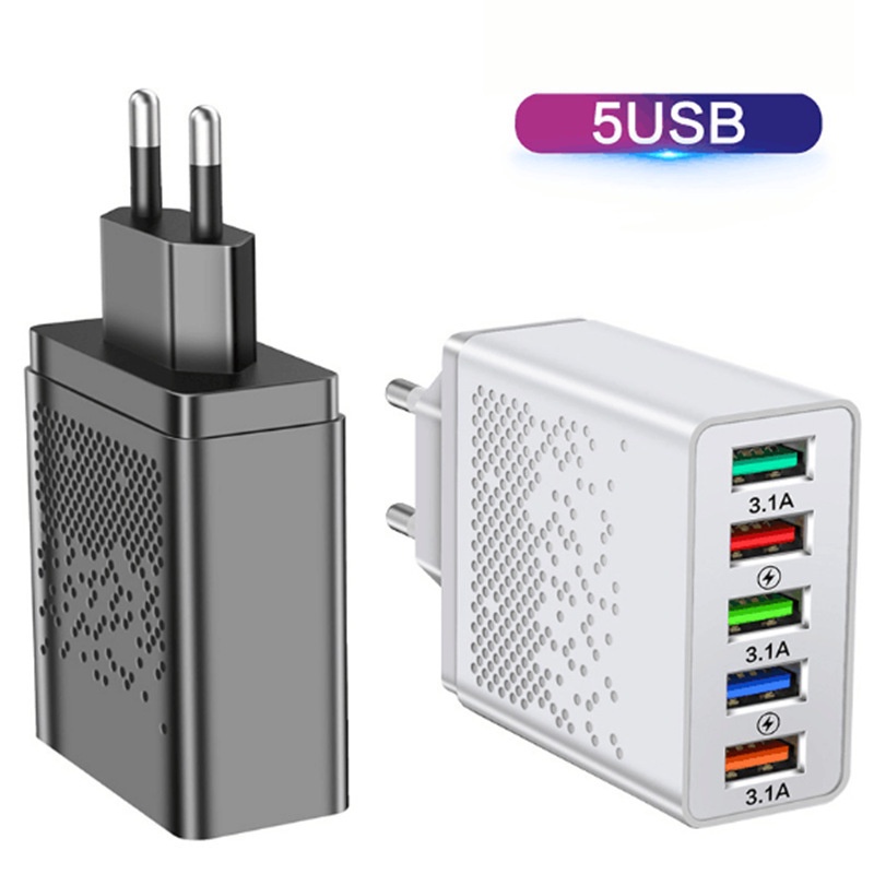 Phích Cắm Sạc Nhanh 60W 5 Cổng US/EU Tiện Dụng Cho for iphone Và Android