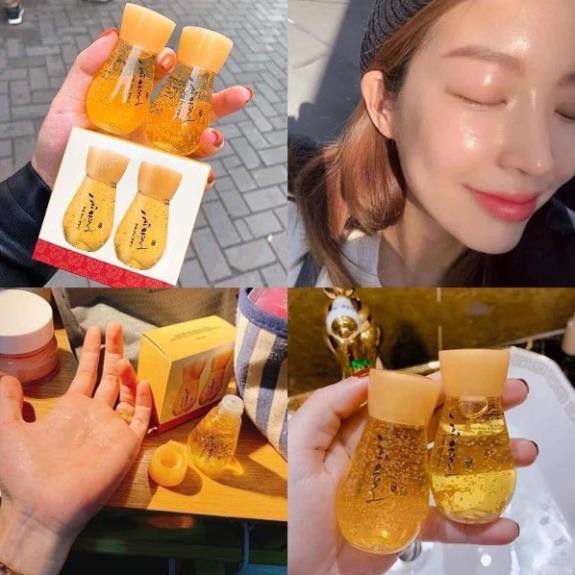 Bộ serum vàng 24k mini dưỡng trắng da chống lão hóa mờ thâm nám Labelage Hàn Quốc 30mlx2 lọ