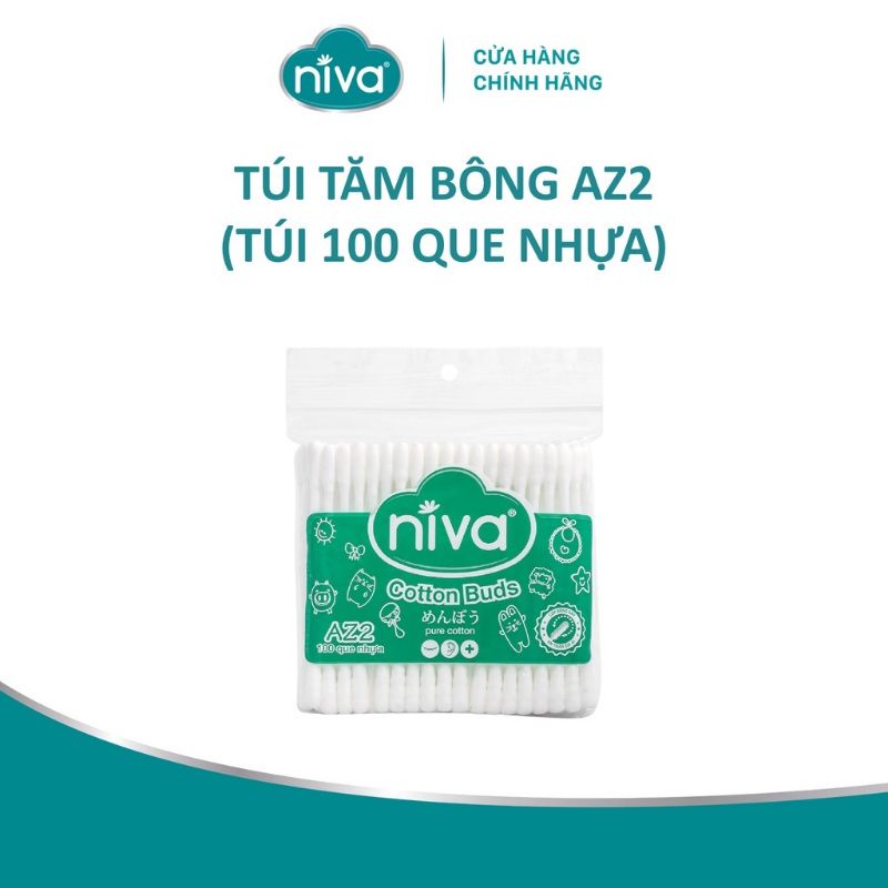 100 Que Bông Tăm Kháng Khuẩn Cao Cấp Niva / Dùng Cho Người Lớn
