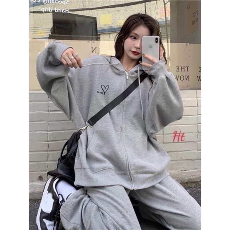 Áo Khoác Hoodie Nỉ Mũ Khoá KUTE,Shin  Jacket form rộng có mũ hai lớpCó khoá kéo