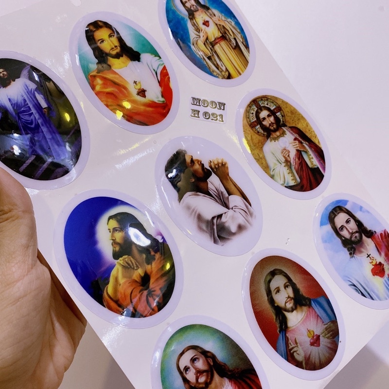 Decal tem nổi hình Thiên Chúa cao cấp dán xe máy, ô tô, mũ bảo hiểm chống thấm nước, chống bay màu