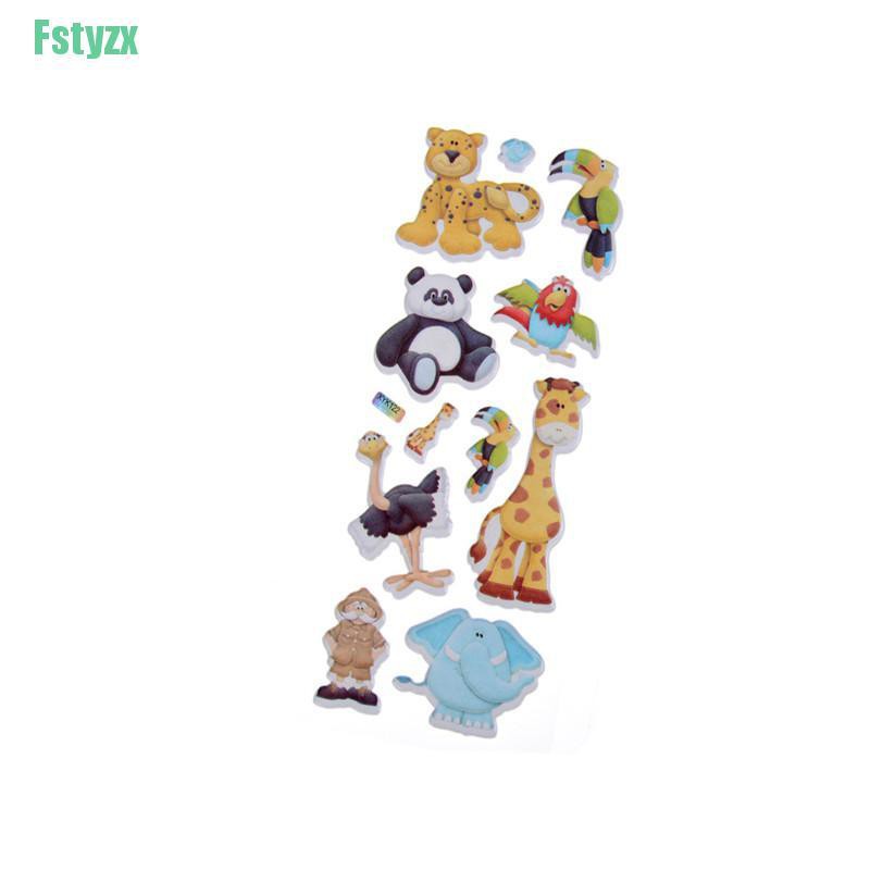 fstyzx Kids Toys Cartoon Cute Animals Zoo 3D Stickers Children Girls Boys PVC Stickers