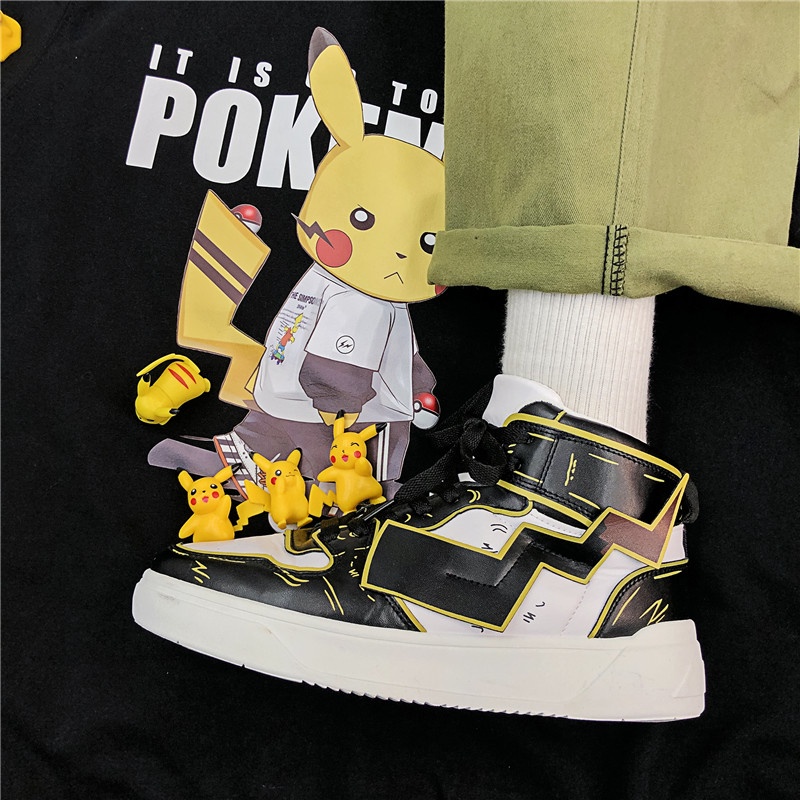 Giày thể thao cổ cao in hình phong cách Pokemon thời trang cho nam size 39-44