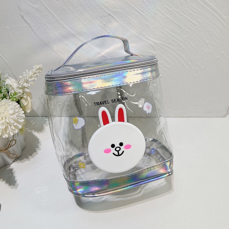 Túi Đựng Mỹ Phẩm Trong Suốt Cỡ Lớn Chống Thấm Nước Họa Tiết Hoạt Hình Xinh Xắn