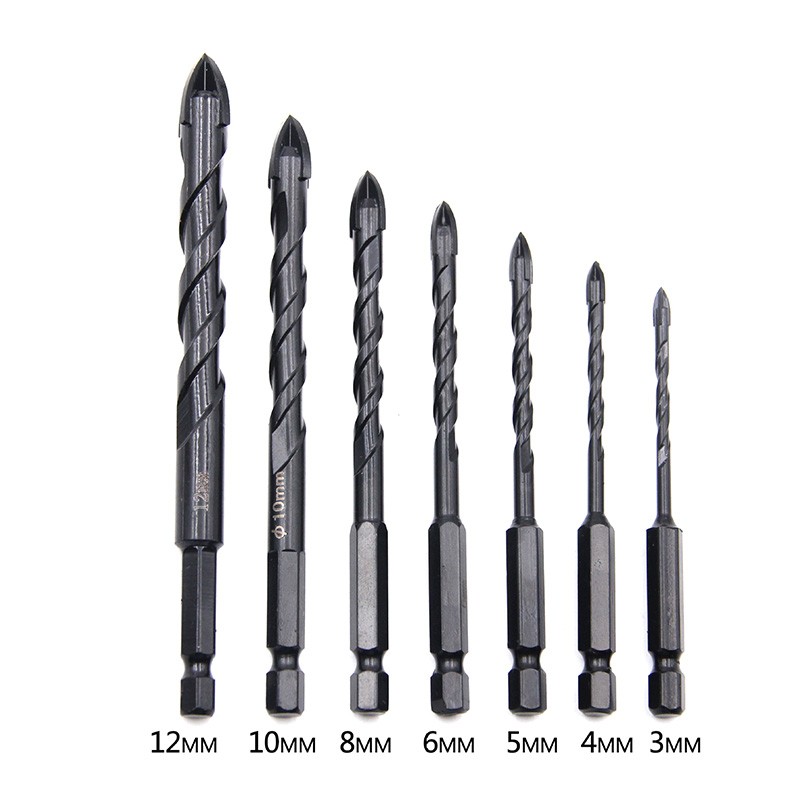 BITS 1 Mũi Khoan Kính / Gạch Men / Sứ Hình Lục Giác Bằng Hợp Kim 4 Cạnh Cắt 3 / 4 / 5 / 6 / 8 / 10 / 12 mm