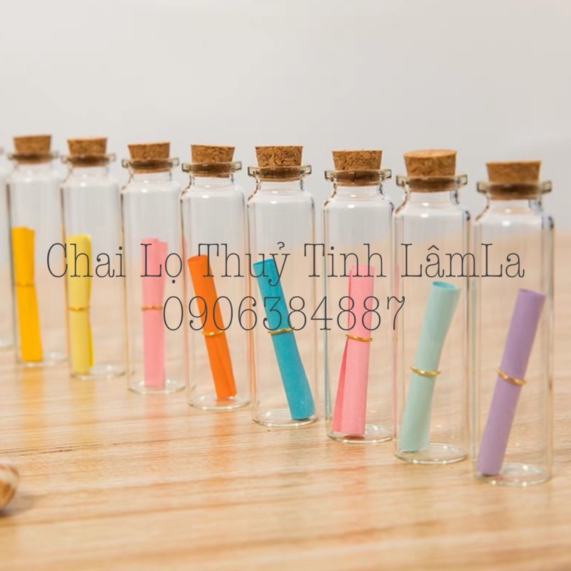 Chai Thuỷ Tinh Trang Trí Nắp Gỗ Ép 5ml - 10ml