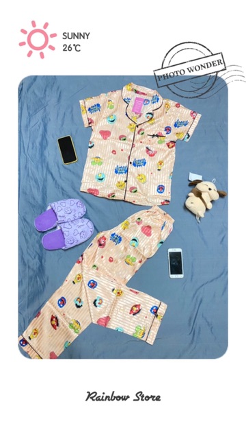 ⛔️[SALE SIÊU HOT] ⛔️ Bộ ngủ pijama chất vải LỤA GẤM SATIN cao cấp ( tay cộc, quần dài )