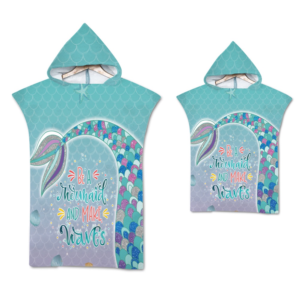 Khăn Choàng Tắm Có Mũ Trùm Đầu Kiểu Nàng Tiên Cá