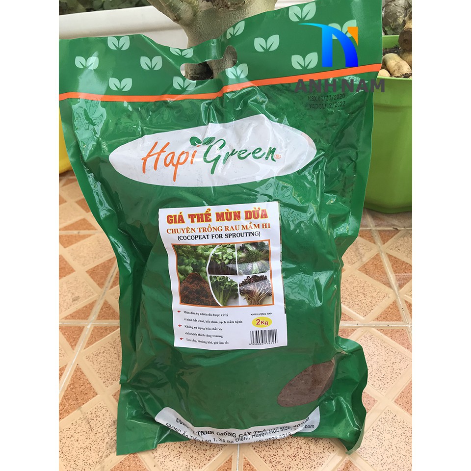 GÓI 2 KG - GIÁ THỂ MÙN DỪA HAPPY GREEN Phú Nông ( ĐÃ QUA XỬ LÍ) TRỒNG RAU MẦM