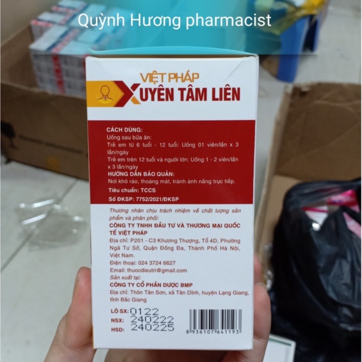 Viên uống Xuyên Tâm Liên Việt Pháp hộp 30 viên giúp giảm ho,bổ phổi