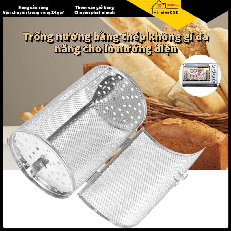Hàng Hot 12 * 18cm Dụng cụ nướng bằng thép không gỉ Lò Nướng hạt quay Đậu phộng Giỏ BBQ Hàng giao ngayVirgina056
