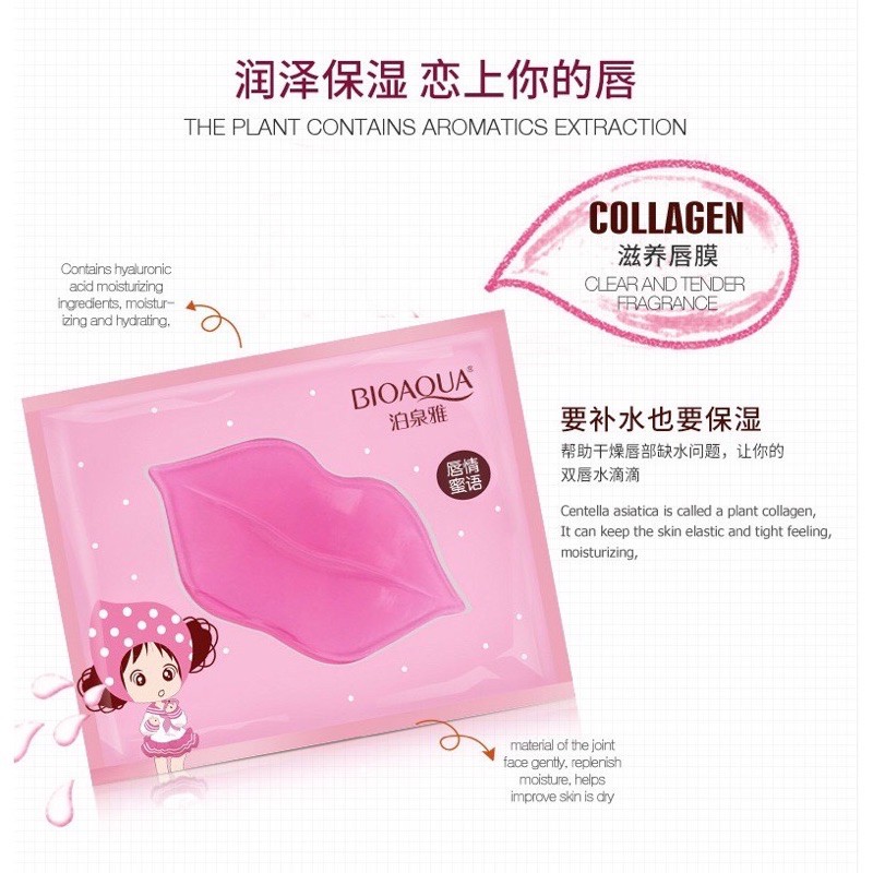 (Hàng Mới Về) Mặt Nạ Môi Bioaqua Chứa Collagen Nuôi Dưỡng Và Giữ Ẩm Cho Môi