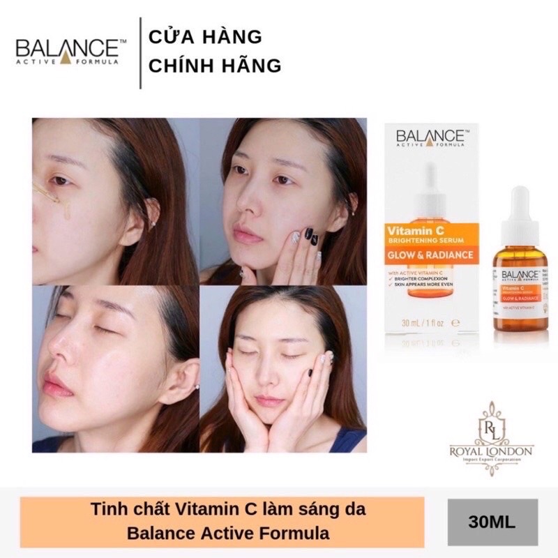 Serum VitaminC BALANCE Active Formula, Tinh Chất Dưỡng Da Giúp Trắng Da Mờ Thâm (30ml)