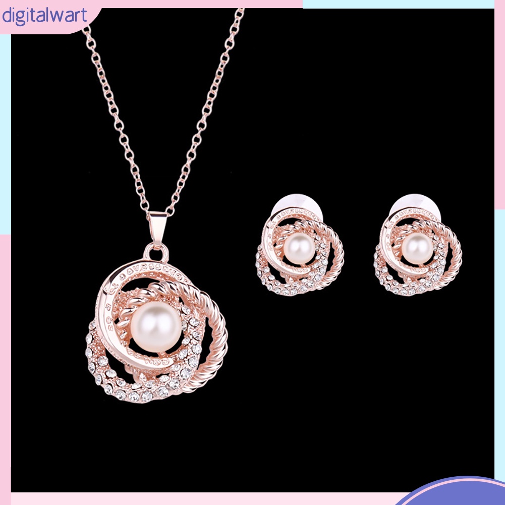 Set Dây Chuyền Và Đôi Khuyên Tai Đính Ngọc Trai Thiết Kế Duyên Dáng