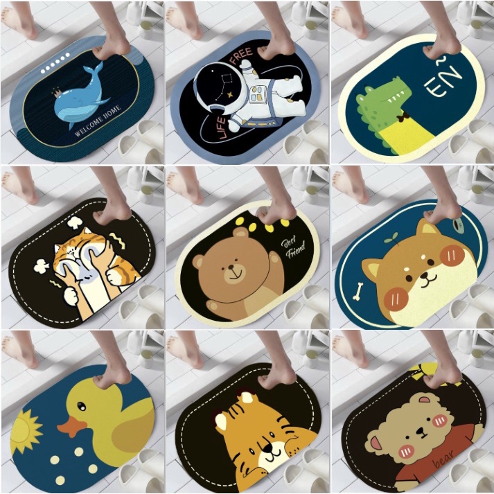 Thảm lau chân chống trơn trượt thấm hút nước, thảm chùi chân họa tiết đẹp loại 1