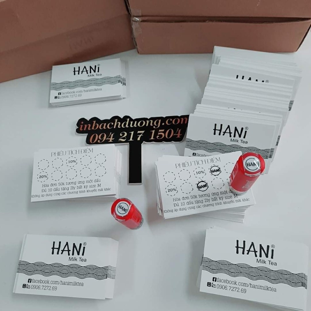 Phiếu tích điểm coffee - trà sữa - spa - tiệm tóc - In Bạch Dương