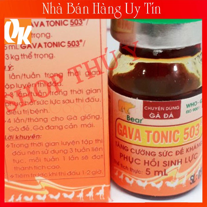 Tonic 503 5ml nuôi gà đá- Tăng Cơ Bắp-Nuôi Chiến Kê Tăng Bo Đá Hừng Gà