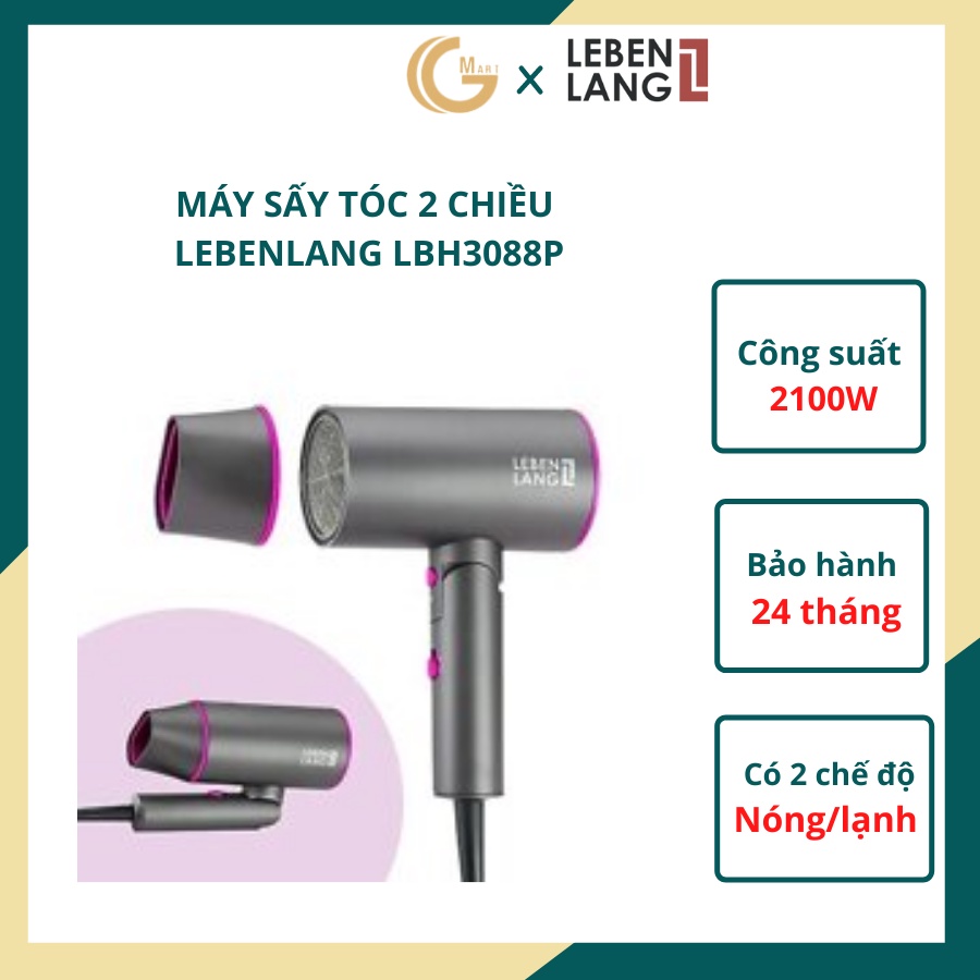 Máy sấy tóc Lebenlang 2 chiều nóng lạnh, gấp gọn tiện lợi, chống xơ rối tóc bằng công nghệ ion, 2100W - LBH3088P