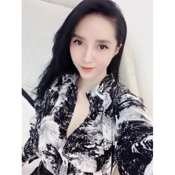 [GiáHủyDiệt] Áo sơ mi loang chất lụa đẹp