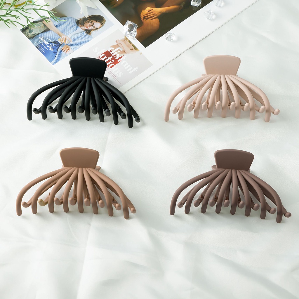 Kẹp Tóc Càng Cua Bản Lớn Đục Màu Cà Phê Nhám Hàng Rào Cá Mập Mới