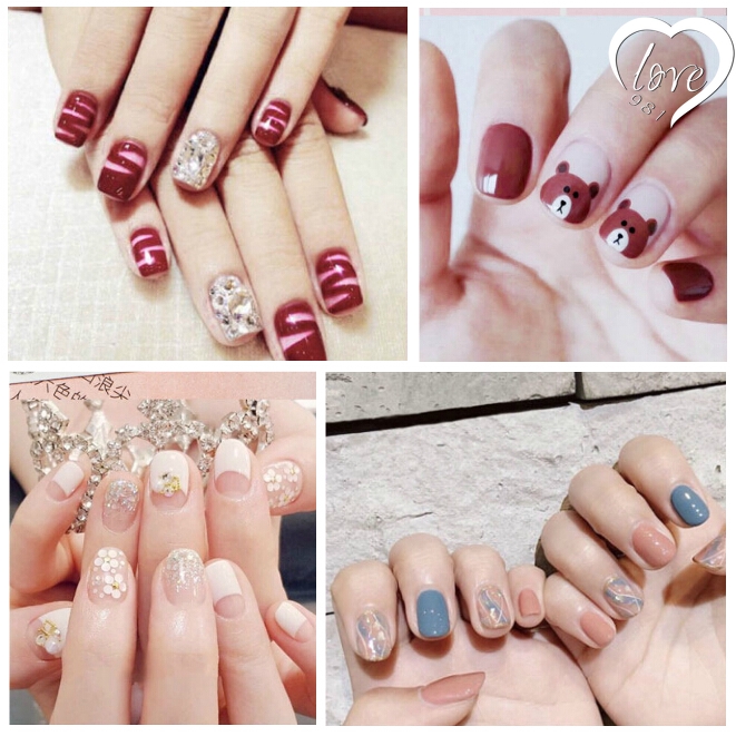 Bộ 14 miếng dán trang trí móng tay nghệ thuật họa tiết hoạt hình đáng yêu