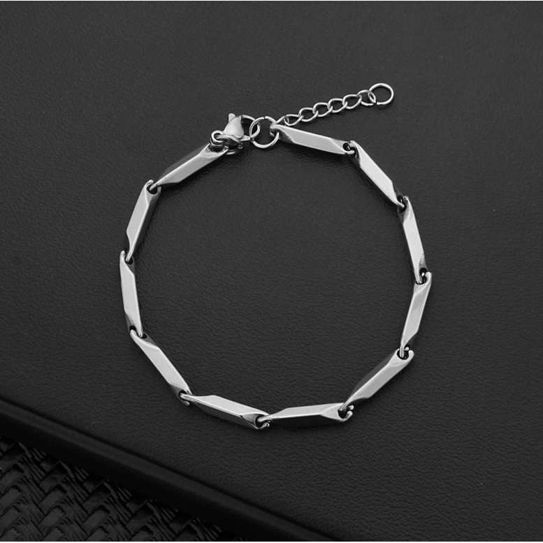 Vòng Tay Nam Lắc Tay Unisex Thời Trang Vòng Tay Nam Nữ Basic Astaaccessories Màu Bạc Đen Titan - Vòng Tay Xích Trơn