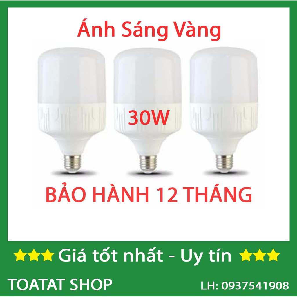 [Sĩ] Bộ 3 bóng đèn Led trụ 30W Siêu sáng - tiết kiệm điện (Ánh Sáng Trắng/Vàng)