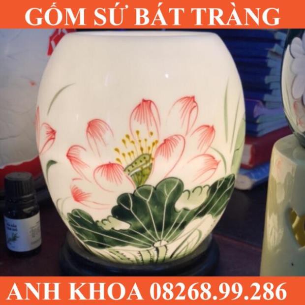 Đèn xông tinh dầu dáng bom cao 17,5cm Bát Tràng - Gốm sứ Bát Tràng Anh Khoa