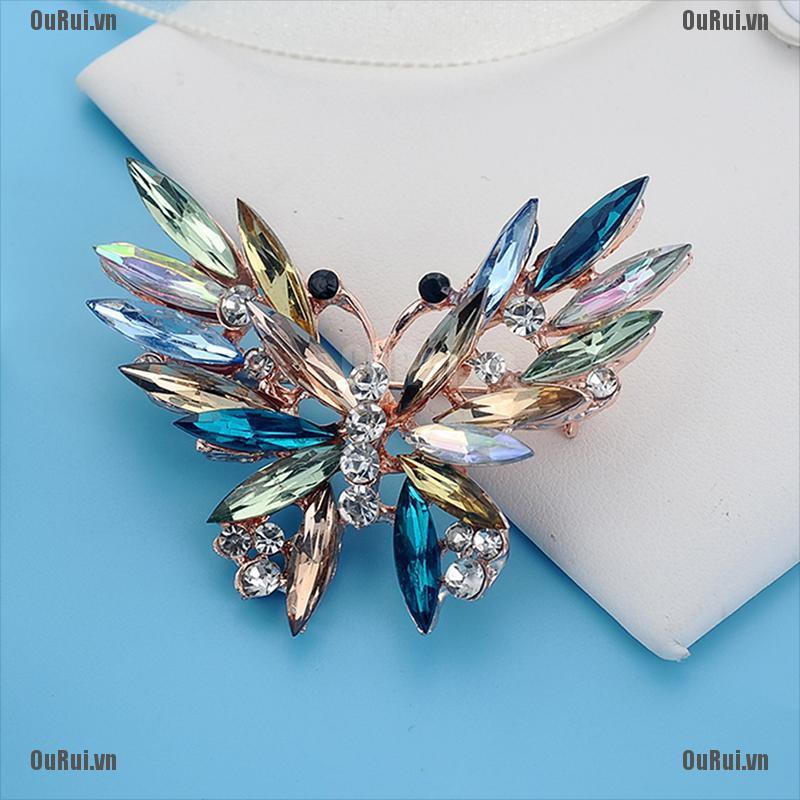 Ghim Cài Áo Hình Bướm Đính Đá Nhiều Màu Sắc Dễ Thương