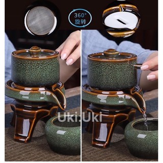 Bộ ấm chén pha trà, ấm chén cối xay, gốm sứ cao cấp