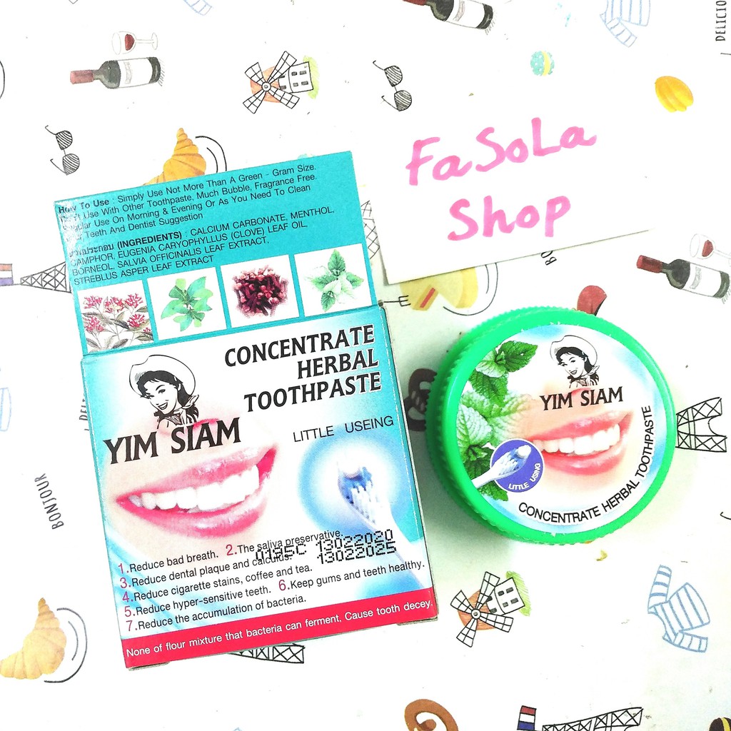 Kem tẩy trắng răng YIM SIAM 7 ngày Thái Lan 25g thảo mộc dành cho người hút thuốc uống trà cà phê herbal toothpaste