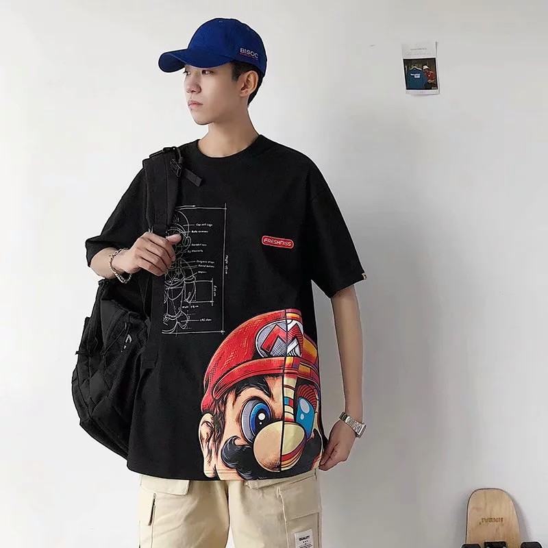 Áo Thun Nam Ngắn Tay In Hình Mario Độc Đáo