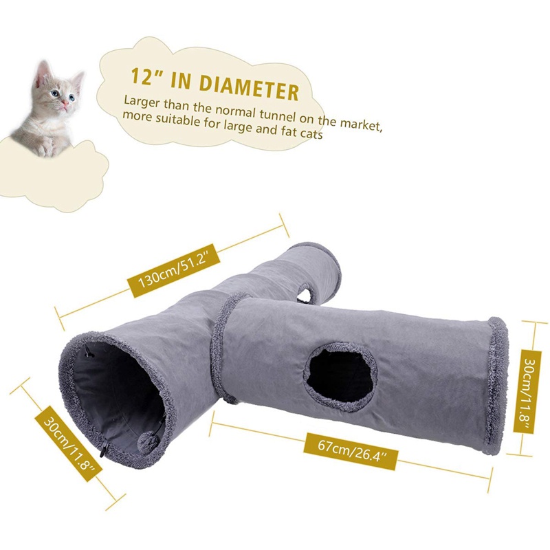 Đường Hầm Chui 12 Inch Bằng Da Lộn Siêu Bền Cho Mèo Cưng