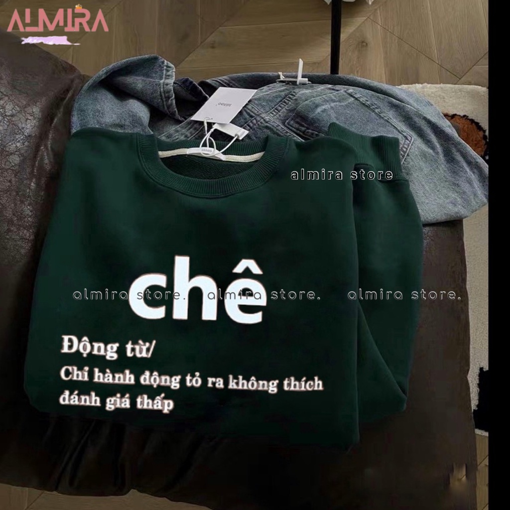 Áo Sweater Chê Form Rộng Unisex, Áo Nỉ In Chữ Chê Hottrend
