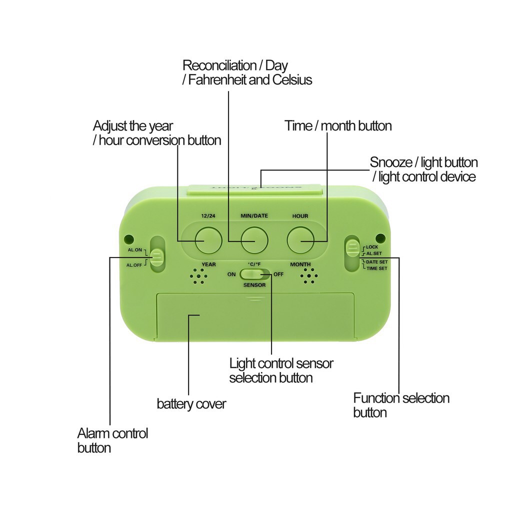 Đồng Hồ Báo Thức Thông Minh Có Màn Hình Lcd Hiển Thị Nhiệt Độ