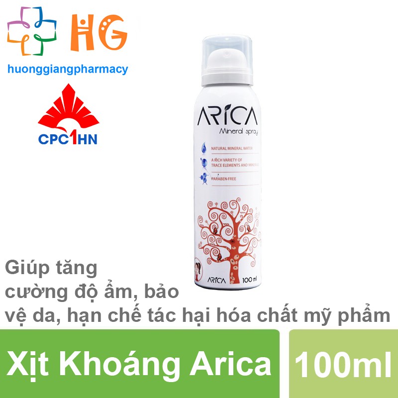 Xịt khoáng ARICA - Giúp tăng cường độ ẩm, bảo vệ da, hạn chế tác hại hóa chất mỹ phẩm (Chai 100ml)