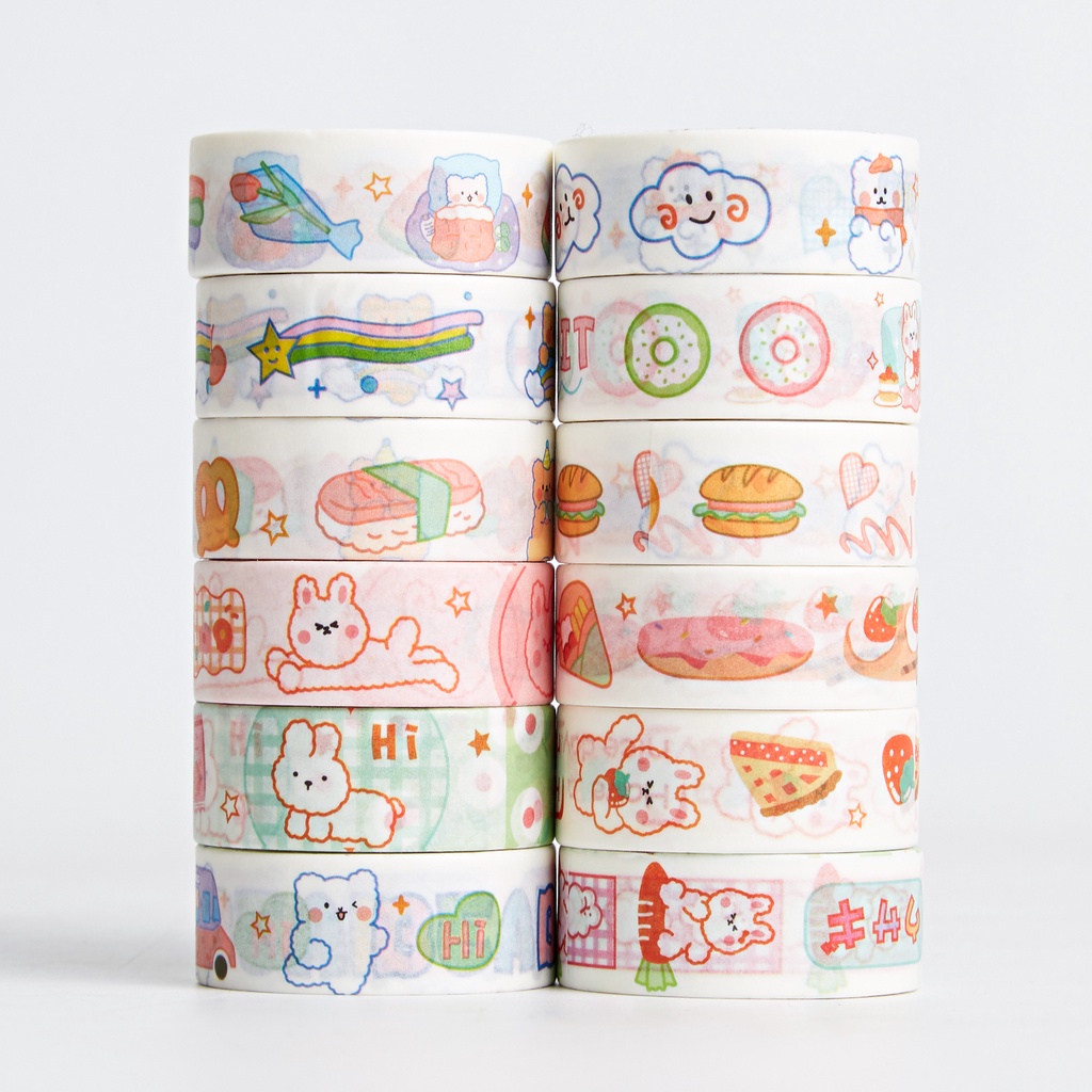 1 Cuộn Băng Keo Washi In Họa Tiết Thú Hoạt Hình Dễ Thương Trang Trí Nhật Ký