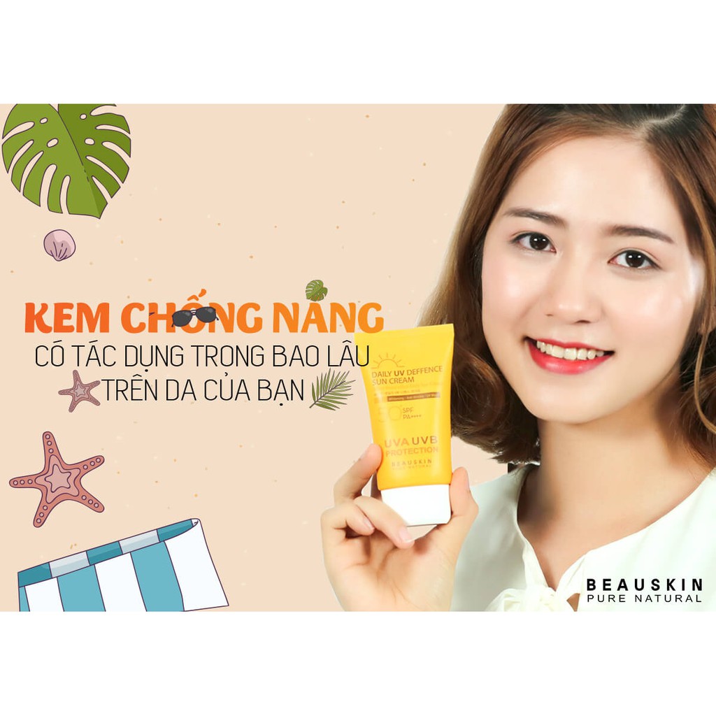 Kem chống nắng trắng da lâu trôi, mỏng nhẹ SunCream Beauskin SPF 50 PA+++ Hàn quốc 50ml/Hộp- Hàng Chính Hãng