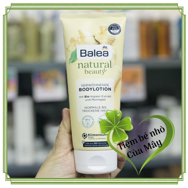Sữa dưỡng thể Balea Natural Beauty Chiết xuất Gừng & Dầu Moringa hữu cơ, 200 ml hàng Đức đủ bill