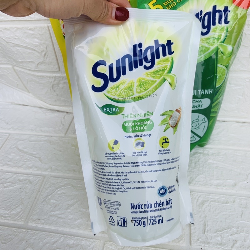 Nước Rửa Chén/BÁT Sunlight Túi 750g Chanh/Trà Xanh