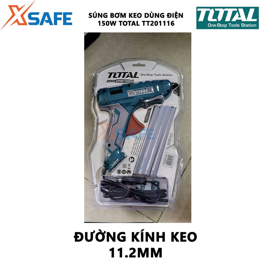 Súng bắn keo nến dùng điện Total TT201116 Súng bơm keo silicon Khả năng dán 15-20g/phút nhỏ gọn, tiện lợi, tay cầm chắc