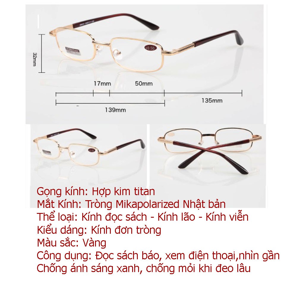 Kính lão thị trung niên nam nữ KVN16AKITA tròng Mikapolazied Nhật bản cao cấp cực trong và sáng bảo hành 1 đổi 1