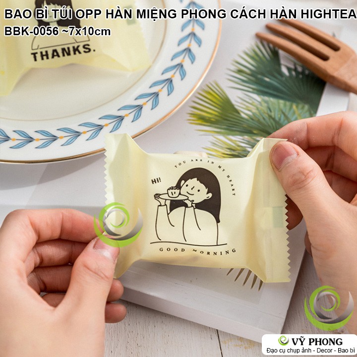 BAO BÌ TÚI NHỰA 7x10 cm OPP HÀN MIỆNG ĐỰNG BÁNH KẸO PHONG CÁCH HÀN QUỐC HIGH TEA MÀU VÀNG TRỨNG BBK-0056