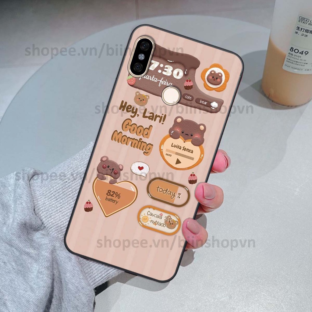 Ốp Xiaomi Mi A2 in 3D icon gấu nổi siêu xinh, siêu đáng yêu, cá tính phong cách