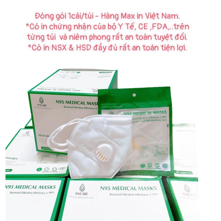 Khẩu Trang N95 Chính Hãng Thương Hiệu ANCARE Có Van Thở Và Không Van | BigBuy360 - bigbuy360.vn